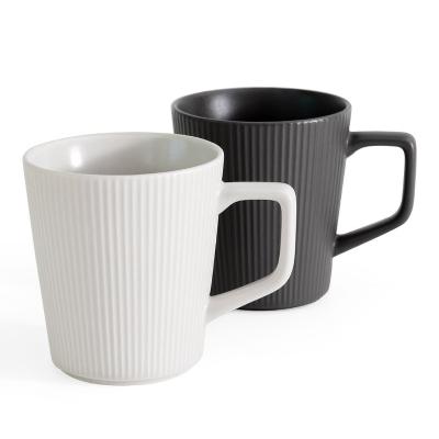 China Selingl Striped INS Creative Hot Viable Nordic Ceramic Mug Large Capacity Mug for sale