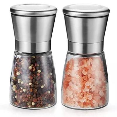 China Wholesale Viable High Quality Glass Adjustable Bottle Stainless Steel Portable Ceramic Pepper Grinder for sale