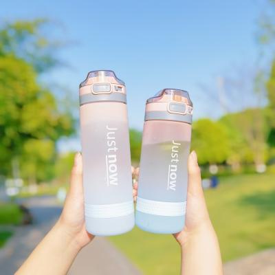 China Modern Portable Hot Sale 500ml Large Capacity Gradient Color Plastic Frosted Water Bottle For Fitness Gym Sports for sale