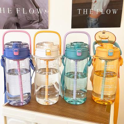 China 2022 Hot Selling Large Large Portable Outdoor Clear Plastic Water Bottle Sustainable With Strap For Kids for sale