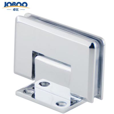 China Easy To Install And Durable Joboo ZB614 Soild 90 Degree Wall Mount Brass Honed Series Polish Chrome Glass Hinges With Short Back Plate for sale