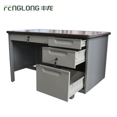 China Commercial Furniture 3 Drawer Feet MDF Stable Metal Frame Desk For Sale for sale