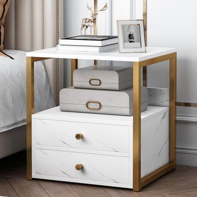 China OEM Luxury Modern Style Extendable Nightstands Bedroom Furniture White Night Stand Bedside Table With Drawers for sale