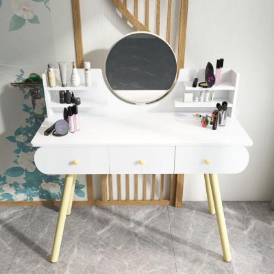 China Extendable White Make Up Table With Led Light Mirror Dressing Modern Makeup Table Vanity Desk Bedroom Furniture for sale