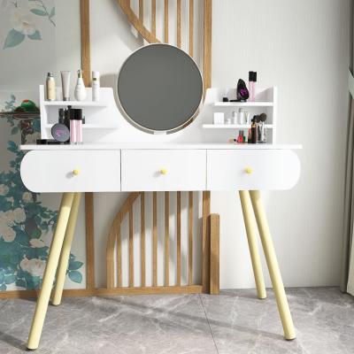 China Modern White Lighted Dressing Table Extendable Simple Designs Mirror Makeup Table Vanity Desk For Girls Bedroom for sale