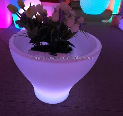 China Modern Light Led Flower Pot Decoration Indoor Colored Plastic Led Light Flower Pots for sale