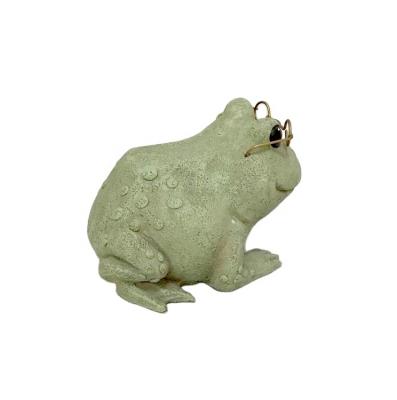 China Artificial RESIN DECORATIVE FROG WIRE GLASS FIGURINE WEARING STATUE for sale