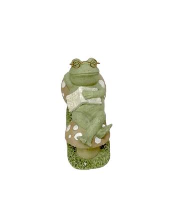 China ARTIFICIAL DECORATIVE RESIN NAPING FROG ON MUSHROOM FIGURINE STATUE for sale