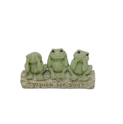 China Artificial GARDEN RESIN FROG FAMILY ON LOG FIGURINE SCULPTURE for sale