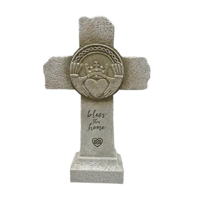 China Resin Artificial Daily Pedestal Garden Cross Figurine for sale