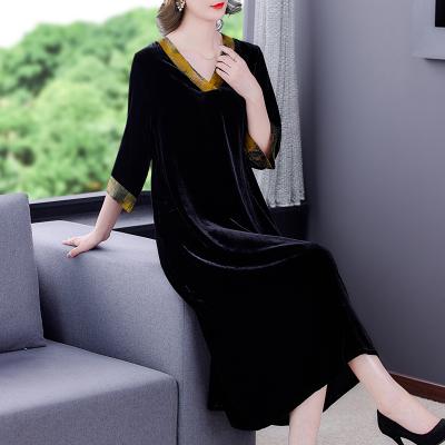 China Real velvet autumn/winter anti-static high-end dress, new real big brand female velvet gold silk big size velvet brand for sale