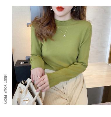 China 2021 New Women's Anti-Wrinkle Turtle Neck Sweater Thickened Thin Thin Wild Base Half Knit Sweater With Western Style Top for sale