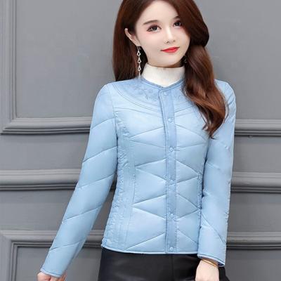 China Slim-Fitting Waterproof Women Ultralight Collarless Short Duck Down Jacket for sale