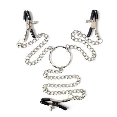 China SM Nipple Toys Fetish Metal Abuse bdsm Adult Game SM Toys Long Chain Nipple Clamps Toys for sale