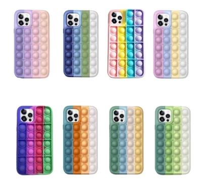 China Shockproof Anti-stress Bubble Shaking Person Toys Silicon Phone Case For iPhone 13 12 11 Xs Max Xr Push Pops Rainbow Cover for sale