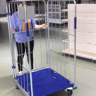 China Logistics Transport Warehouse Warehouse Logistics Trolley Cage With 4 Wheel for sale