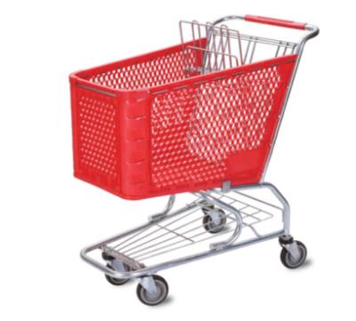 China Unveiling Red Plastic Shopping Cart for sale