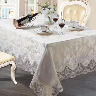 China Oilproof HOST SALE printing tablecloth polyester lace edge customized tablecloths for hotel wedding banquet home tablecloth for sale