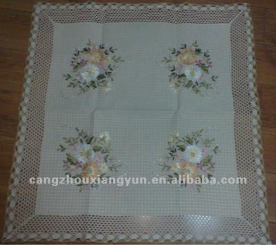 China Disposable Vintage Hand Embroidery Linen Tablecloth for sale