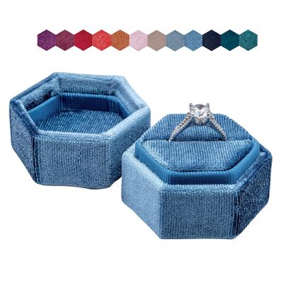 China Protect Jewelry Wedding Supplies Ring Storage Gift Box Velvet Vintage Jewelry Box Hexagon Jewelry Box Package for sale