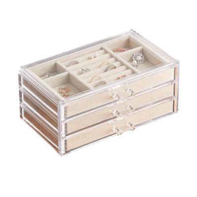 China Jewerly Storage Fashion Large Capacity Jewelry Organizer Box 3 Drawers for Jewelry Storage Jewelry Case for sale