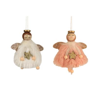 China Holiday Decoration Newly Designed Wooden Christmas Gift Pendant Fairy Pendant For Giving People Christmas Gifts for sale