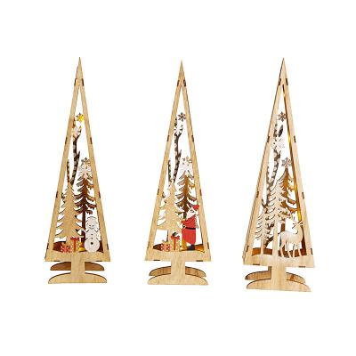 China High Quality Christmas Tower Shaped Wooden Ornaments Home Decoration Wood Crafts For Christmas Decor for sale