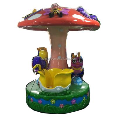 China Metal+fiber 3 Amusement Park People Carousel Coin Operated Glass Ride 3 Seats Indoor Carousel for sale