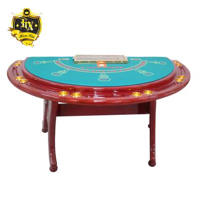 China Professional Wooden Leg Blackjack Poker Semi-Round Board with Chip Holder for sale