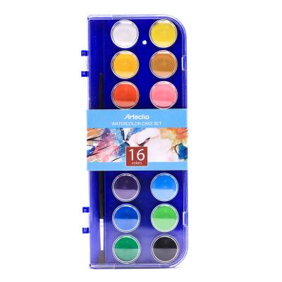 China Artecho Paint Watercolor Set, 16Pretty Colors Watercolor Cake Set with Classic Brush, Idea for Kids and Adult 1 Count for sale