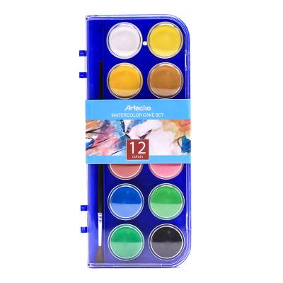 China Artecho Paint Watercolor Set, Watercolor Cake Set of 12 Pretty Colors with Classic Brush, Idea for Kids and Adult 1 Count for sale