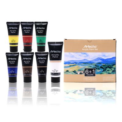 China Artecho Acrylic Paint Set, 7 Primary Colors - 6 X 60ml & 1 x 120ml Titanium White Acrylic Paint For Canvas Paint 2.02oz/60ml for sale