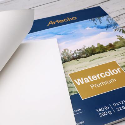 China Artecho Watercolor Paper Pad, 12 sheets (140lb/300gsm), refold, acid free, medium grain, cold pressed paper, painting ATO-PP0912W-1 for sale