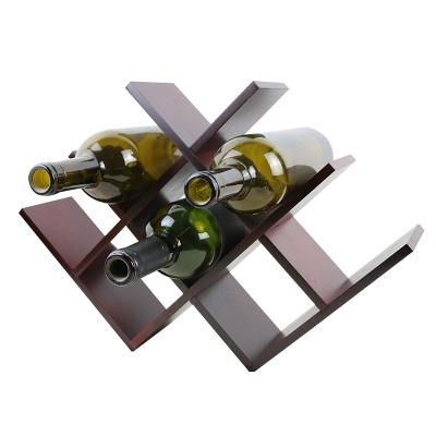 China Wooden Countertop Sustainable Wine Rack Bamboo Wine Bottle Storage Rack for sale