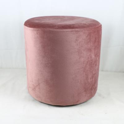 China Hot Sale Fancy Fabric Pouf Storage Around Single Foot Stools Foot Rest Wooden Stool for sale