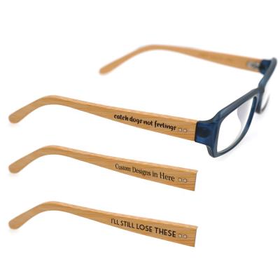 China For Reading Glasses Wholesale Customized Customized Bamboo Square Glasses Wooden Glasses Frames Laser Print Logo Wooden Temple Glasses for sale