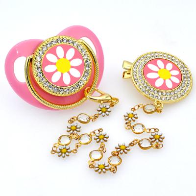 China BPA free personalized luxury sunflower luxury pacifier wholesale bling pacifier for baby for sale