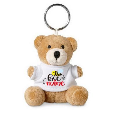 China Neoprene Bear Fur Fluffy Stuffed Key Chain Printing Customer Logo Teddy Bear Teddy Bear Resting Key Chain Key Ring for sale