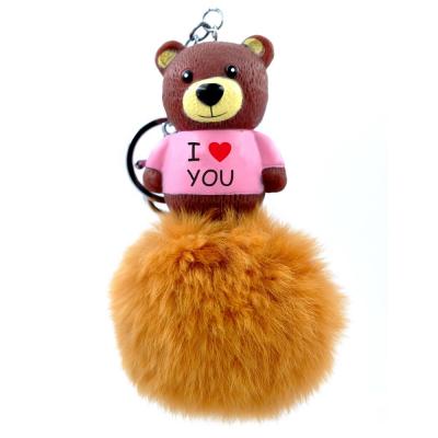 China Mini Lovely Neoprene Bear Figure Key Chain Wholesale Personalized Custom Plastic PVC Teddy Bear Keychain for sale