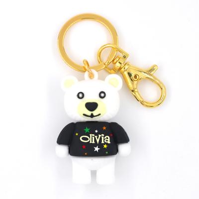 China Small Teddy Bear Purse Neoprene Bear Key Chain Cartoon Mini Distribution Doll Charm Teddy Bear Key Chain for sale