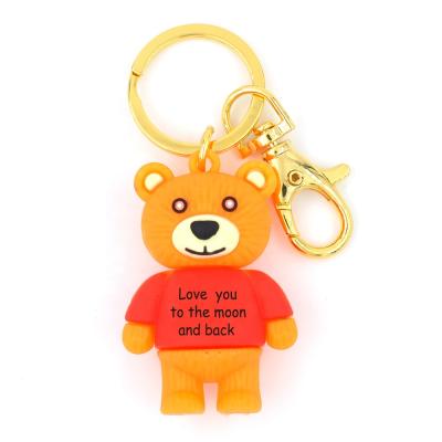 China Neoprene Custom Personalized Mini Teddy Bear Timing Silicone Plastic Key Chain Teddy Bear Key Chain for sale