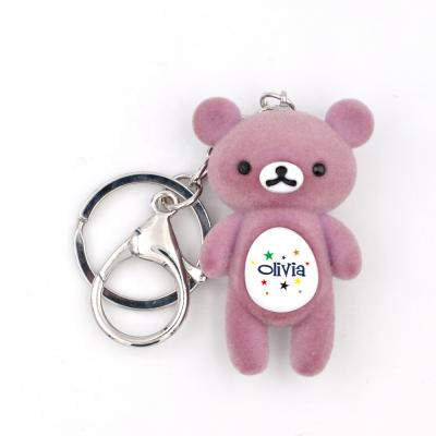 China Factory direct sale cute plush neoprene cute Teddy Bear key chain personality directly flocking bear key chain for sale