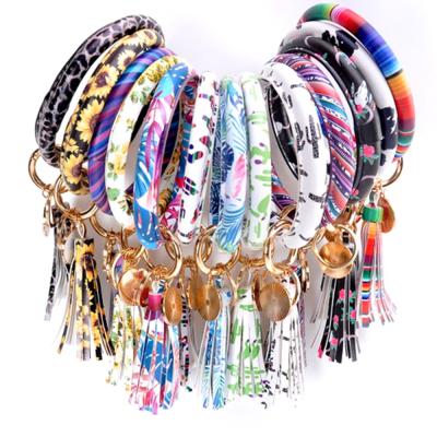 China Leather Personalized Custom Printing Wholesale Leather Bag Strap Wrist Key Chain for sale