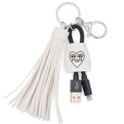 China Personalized Custom Filling Leather Tassel Key Chain Anchor Key Chain Cell Phone Charger Tassel Leather Keychain for sale