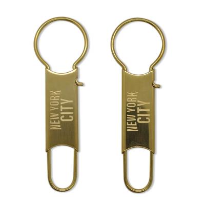 China Metal Professional Gold Personalized Key Tag, Custom Logo One Piece Gordon Retractable Key Ring, Stainless Steel Key Chain for sale