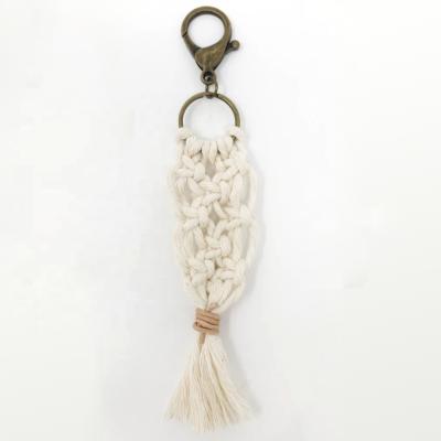 China Metal Personalized Handmade Custom Cotton Yarn Woven Tassel Macrame Keychains For Bag Decoration for sale