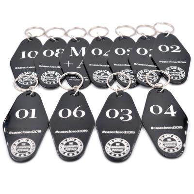 China Customized Customized Motel Key Chain Wedding Gift Keytags Black Plastic Black Favor Tags for sale