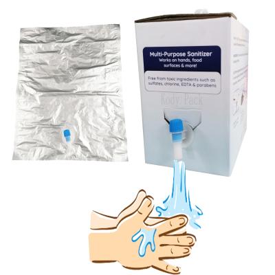 China Shock Resistance Customized Aluminum Foil Bag In Box With Tap Water Outlet BIB For Liquid Soap Hand Sanitizer for sale