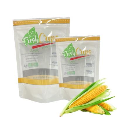 China OEM 1000g Aseptic Stand Up Zipper Bag Corn Kernels Pack Plastic Stand Up Pouch Food Grade Zipper Pouch With Clear Window for sale