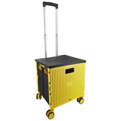 China 2021new design folding stair climbing portable folding shopping cart / container plastic shopping box for sale